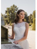 Beaded Ivory Lace Satin Chic Wedding Dress